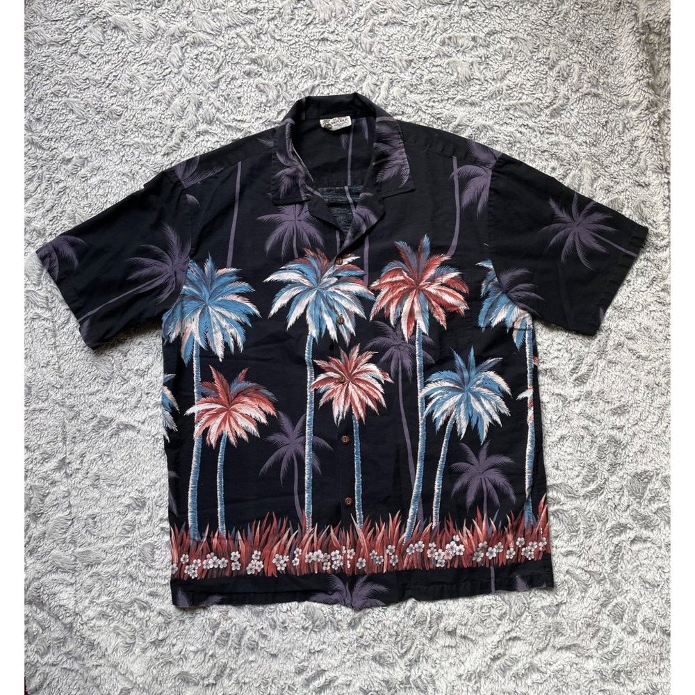 ALOHA REPUBLIC Hawaiian Palm Trees Button Up Shirt XL